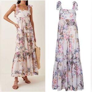 RARE Zimmermann women Brighton tie floral maxi dress